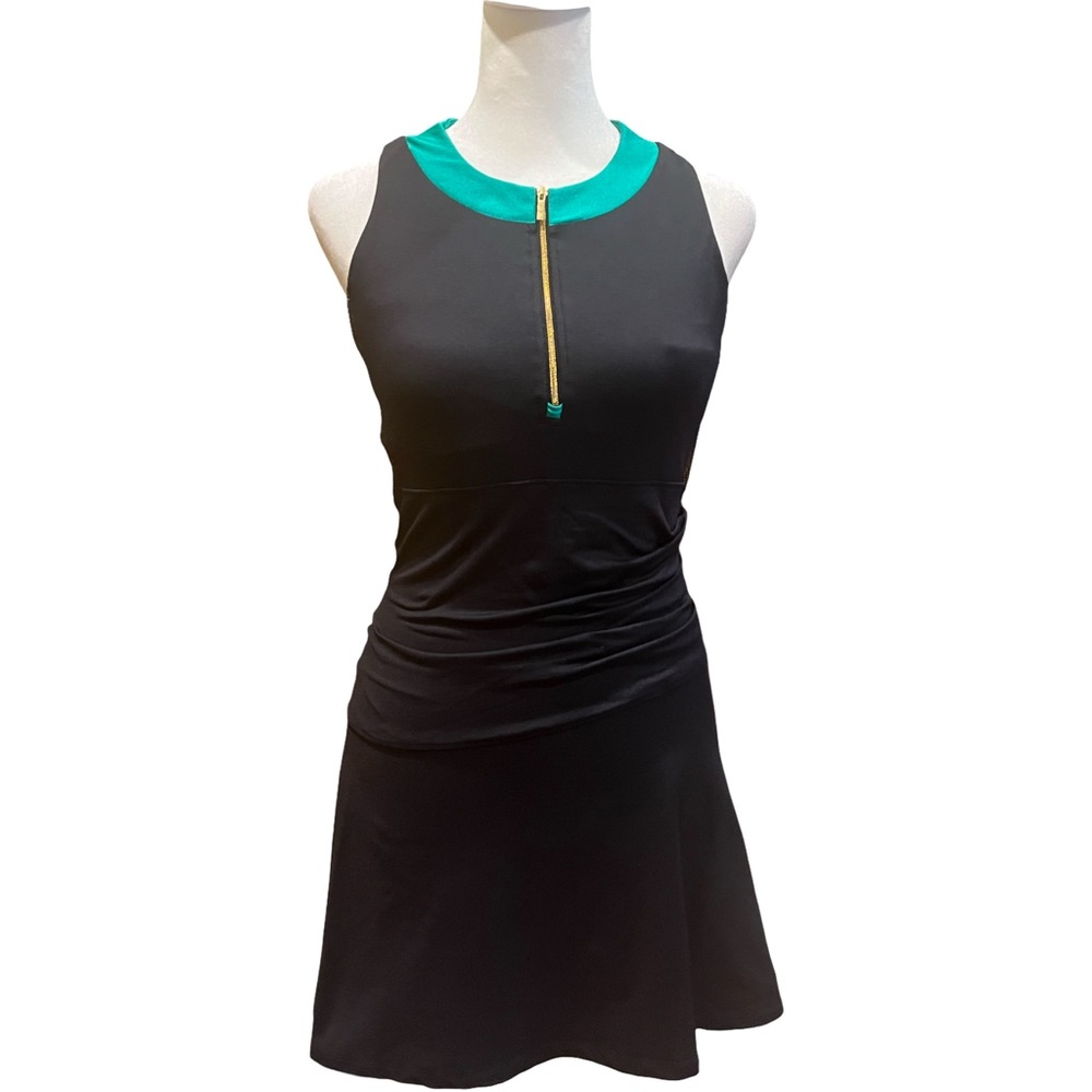 Elegant Black and Green Mini Dress